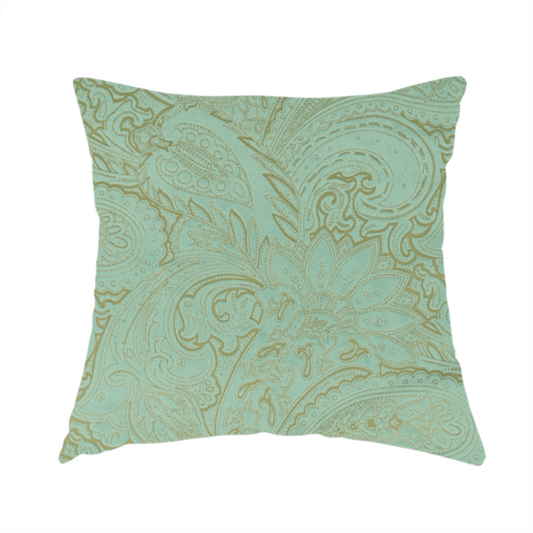 Athena Laser Cut Pattern Soft Velveteen Blue Velvet Upholstery Curtains Fabric CTR-2756 - Handmade Cushions