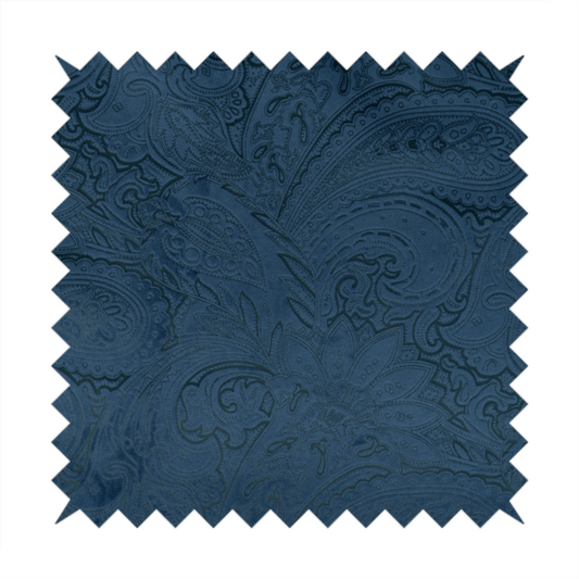 Athena Laser Cut Pattern Soft Velveteen Navy Blue Velvet Upholstery Curtains Fabric CTR-2759