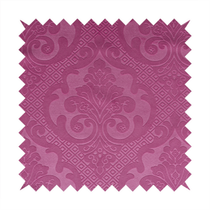 Agra Velveteen Embossed Damask Pattern Upholstery Curtains Fabric In Pink Velvet CTR-2765 - Made To Measure Curtains