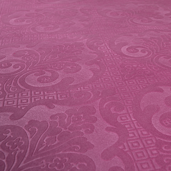 Agra Velveteen Embossed Damask Pattern Upholstery Curtains Fabric In Pink Velvet CTR-2765 - Made To Measure Curtains