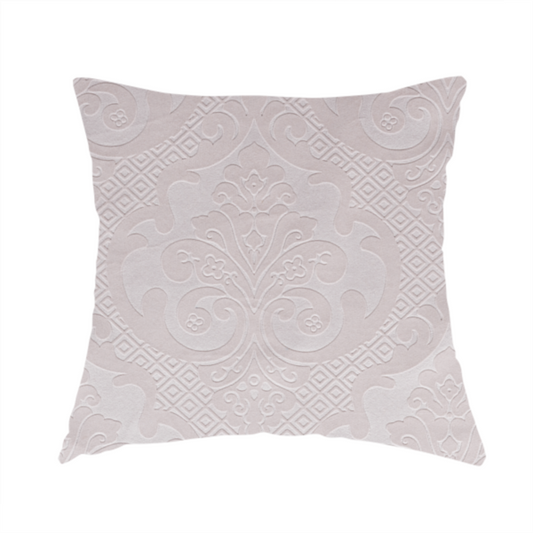 Agra Velveteen Embossed Damask Pattern Upholstery Curtains Fabric In Pink Velvet CTR-2766 - Handmade Cushions