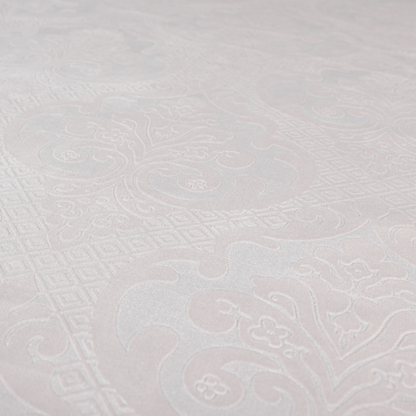 Agra Velveteen Embossed Damask Pattern Upholstery Curtains Fabric In Pink Velvet CTR-2766 - Roman Blinds