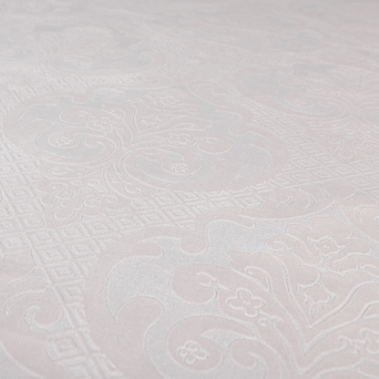 Agra Velveteen Embossed Damask Pattern Upholstery Curtains Fabric In Pink Velvet CTR-2766 - Handmade Cushions