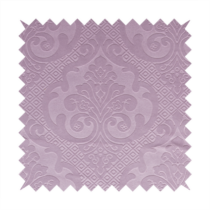 Agra Velveteen Embossed Damask Pattern Upholstery Curtains Fabric In Lilac Velvet CTR-2767 - Made To Measure Curtains