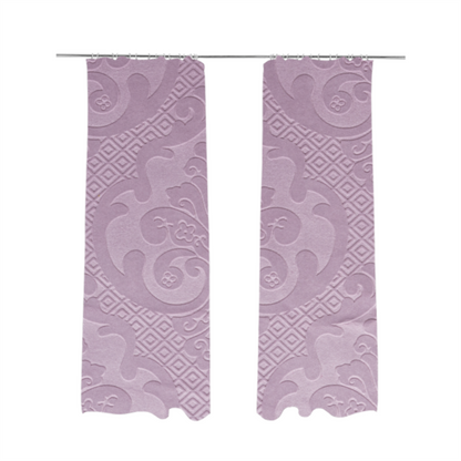 Agra Velveteen Embossed Damask Pattern Upholstery Curtains Fabric In Lilac Velvet CTR-2767 - Made To Measure Curtains