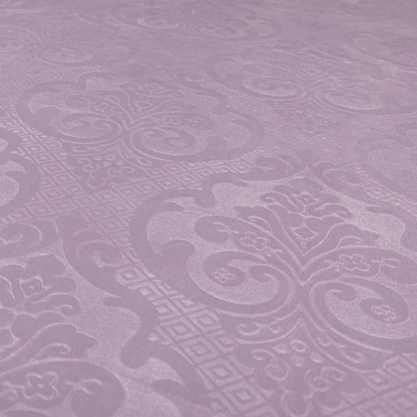 Agra Velveteen Embossed Damask Pattern Upholstery Curtains Fabric In Lilac Velvet CTR-2767