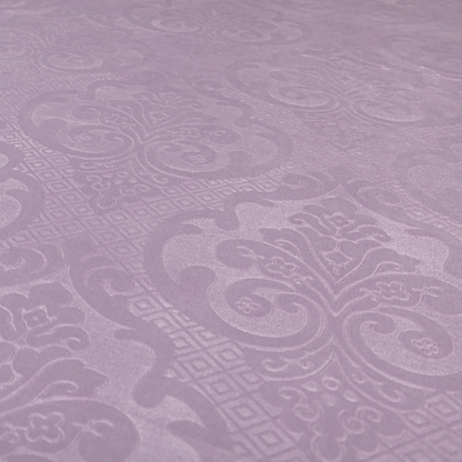 Agra Velveteen Embossed Damask Pattern Upholstery Curtains Fabric In Lilac Velvet CTR-2767