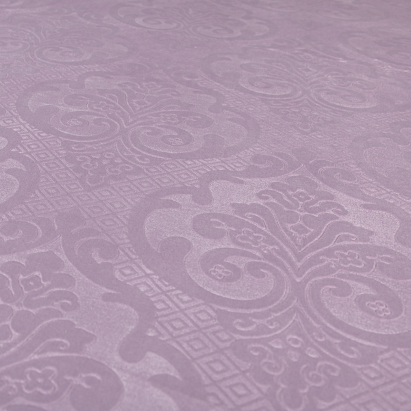 Agra Velveteen Embossed Damask Pattern Upholstery Curtains Fabric In Lilac Velvet CTR-2767 - Made To Measure Curtains