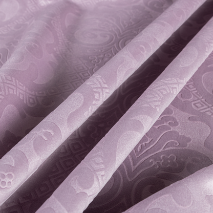 Agra Velveteen Embossed Damask Pattern Upholstery Curtains Fabric In Lilac Velvet CTR-2767 - Made To Measure Curtains