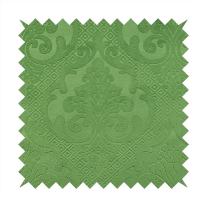 Agra Velveteen Embossed Damask Pattern Upholstery Curtains Fabric In Green Velvet CTR-2771 - Made To Measure Curtains