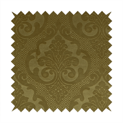 Agra Velveteen Embossed Damask Pattern Upholstery Curtains Fabric In Green Velvet CTR-2773 - Made To Measure Curtains