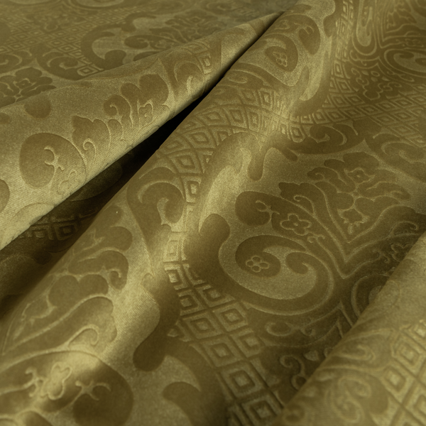 Agra Velveteen Embossed Damask Pattern Upholstery Curtains Fabric In Green Velvet CTR-2773 - Handmade Cushions