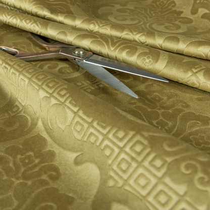 Agra Velveteen Embossed Damask Pattern Upholstery Curtains Fabric In Green Velvet CTR-2773