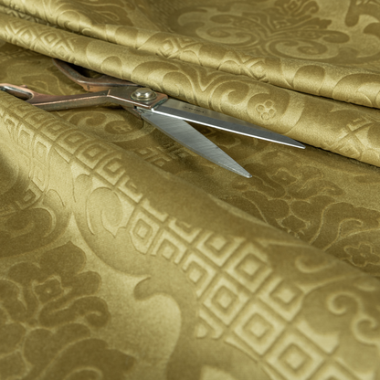 Agra Velveteen Embossed Damask Pattern Upholstery Curtains Fabric In Green Velvet CTR-2773 - Made To Measure Curtains