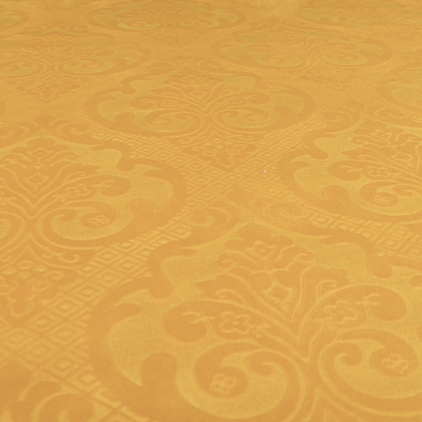 Agra Velveteen Embossed Damask Pattern Upholstery Curtains Fabric In Orange Velvet CTR-2774 - Made To Measure Curtains