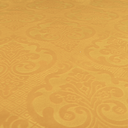 Agra Velveteen Embossed Damask Pattern Upholstery Curtains Fabric In Orange Velvet CTR-2774 - Made To Measure Curtains