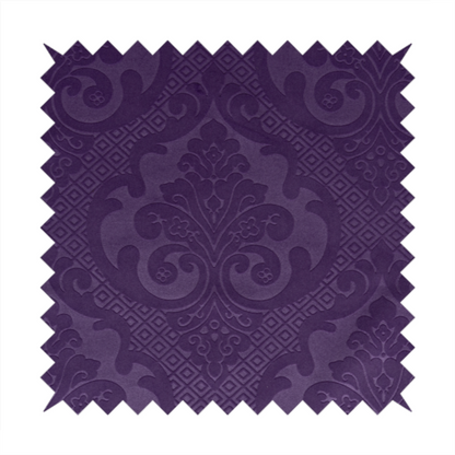 Agra Velveteen Embossed Damask Pattern Upholstery Curtains Fabric In Purple Velvet CTR-2775 - Made To Measure Curtains