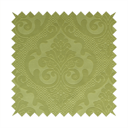 Agra Velveteen Embossed Damask Pattern Upholstery Curtains Fabric In Green Velvet CTR-2781 - Made To Measure Curtains