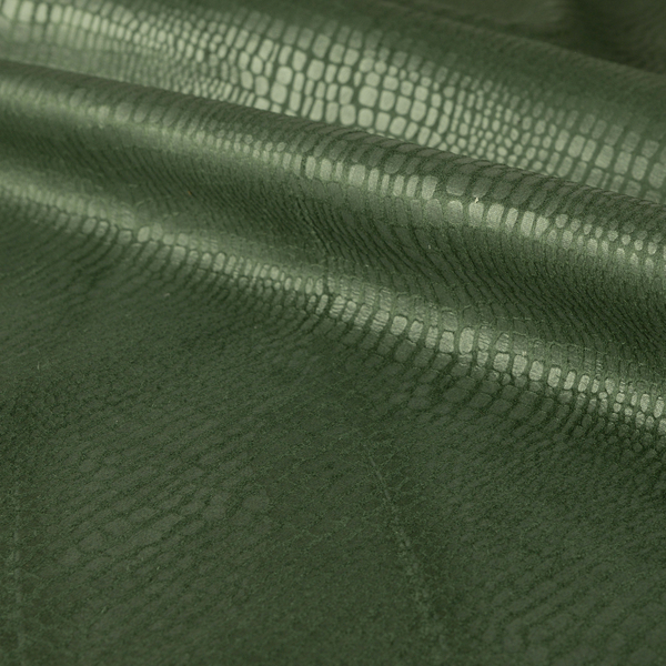 Crocodile Pattern Soft Faux Suede Green Upholstery Fabric CTR-2784