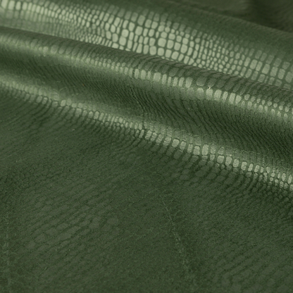 Crocodile Pattern Soft Faux Suede Green Upholstery Fabric CTR-2784