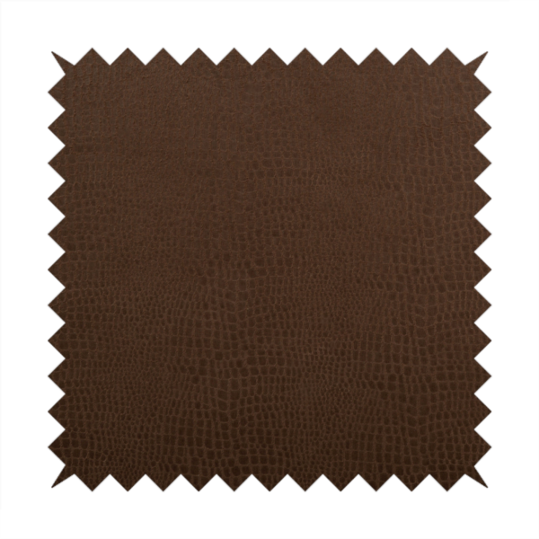 Crocodile Pattern Soft Faux Suede Brown Upholstery Fabric CTR-2786