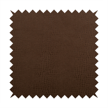 Crocodile Pattern Soft Faux Suede Brown Upholstery Fabric CTR-2786