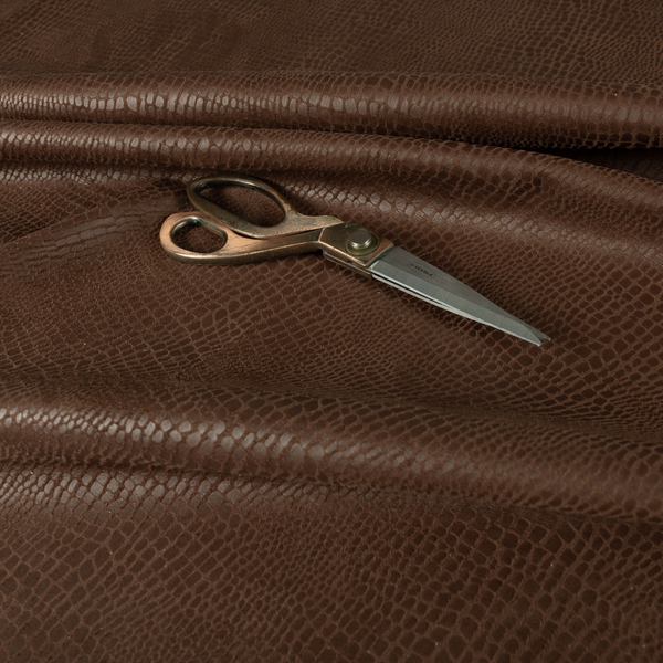 Crocodile Pattern Soft Faux Suede Brown Upholstery Fabric CTR-2786 - Made To Measure Curtains