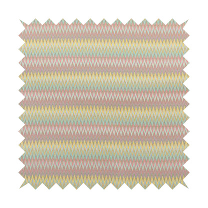 Tunis Chevron Pattern Fabrics In Smooth Finish Chenille Fabric Pink Teal Yellow Colour Upholstery Fabric CTR-279 - Handmade Cushions