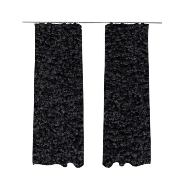 Willow Boucle Material Black Colour Upholstery Fabric CTR-2792 - Made To Measure Curtains