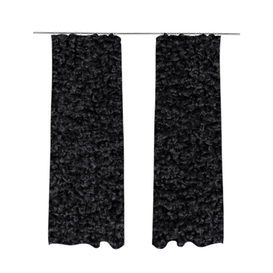 Willow Boucle Material Black Colour Upholstery Fabric CTR-2792 - Made To Measure Curtains