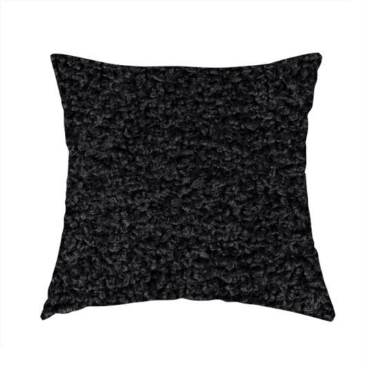 Willow Boucle Material Black Colour Upholstery Fabric CTR-2792 - Handmade Cushions