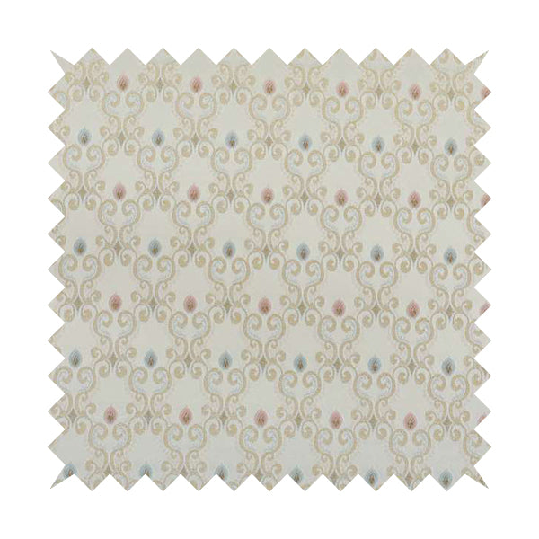 Saliha Regency Medallion Pattern Fabric Pearl Collection Fabrics CTR-28 - Made To Measure Curtains