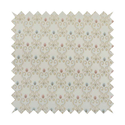 Saliha Regency Medallion Pattern Fabric Pearl Collection Fabrics CTR-28 - Made To Measure Curtains