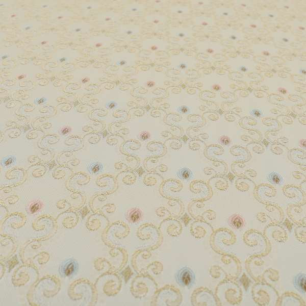 Saliha Regency Medallion Pattern Fabric Pearl Collection Fabrics CTR-28 - Made To Measure Curtains