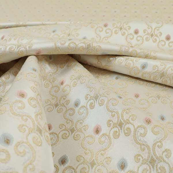 Saliha Regency Medallion Pattern Fabric Pearl Collection Fabrics CTR-28 - Made To Measure Curtains