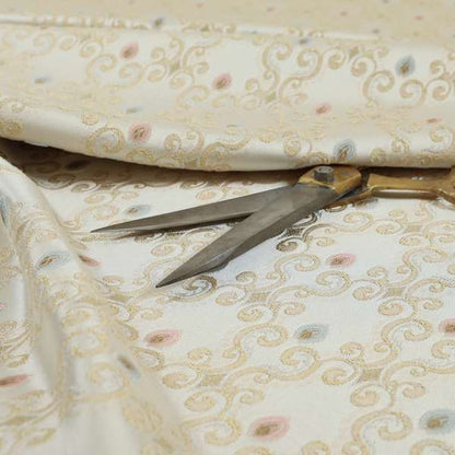 Saliha Regency Medallion Pattern Fabric Pearl Collection Fabrics CTR-28 - Made To Measure Curtains