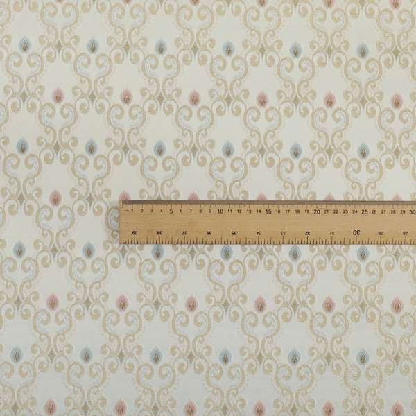 Saliha Regency Medallion Pattern Fabric Pearl Collection Fabrics CTR-28 - Made To Measure Curtains