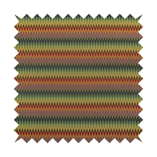 Tunis Chevron Pattern Fabrics In Smooth Finish Chenille Fabric In Zest Colour Upholstery Fabric CTR-280