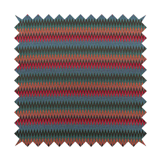 Tunis Chevron Pattern Fabrics In Smooth Finish Chenille Fabric In Green Blue Colour Upholstery Fabric CTR-281