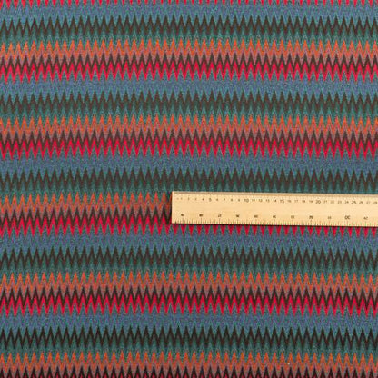 Tunis Chevron Pattern Fabrics In Smooth Finish Chenille Fabric In Green Blue Colour Upholstery Fabric CTR-281 - Roman Blinds