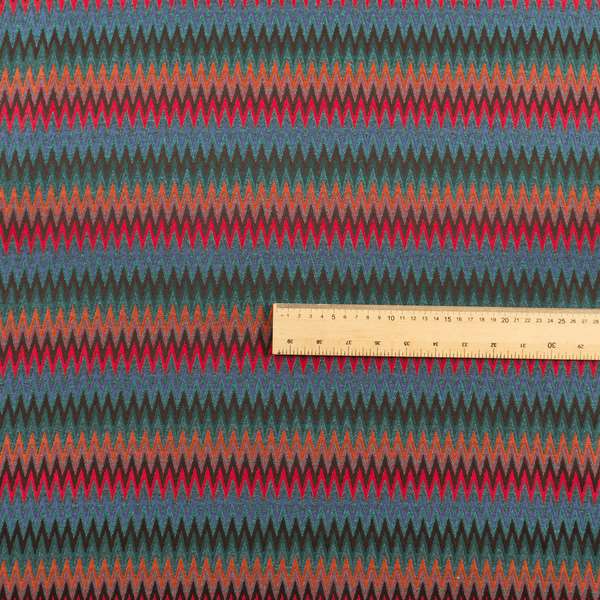 Tunis Chevron Pattern Fabrics In Smooth Finish Chenille Fabric In Green Blue Colour Upholstery Fabric CTR-281