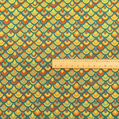 Peacock Pattern Collection In Smooth Finish Chenille Fabric In Yellow Teal Colour Upholstery Fabric CTR-282 - Made To Measure Curtains