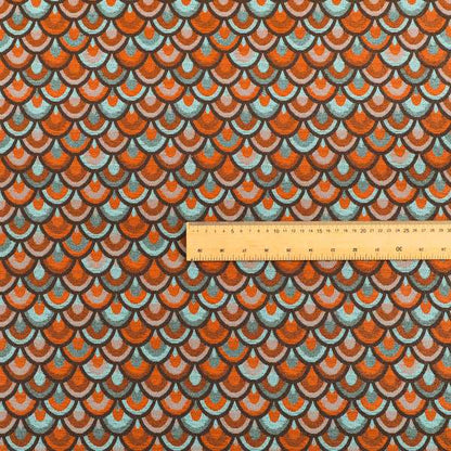 Peacock Pattern Collection In Smooth Finish Chenille Fabric In Blue Orange Colour Upholstery Fabric CTR-283 - Roman Blinds