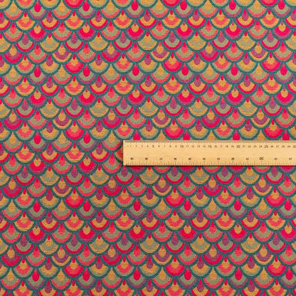 Peacock Pattern Collection In Smooth Finish Chenille Fabric In Pink Teal Colour Upholstery Fabric CTR-284 - Roman Blinds