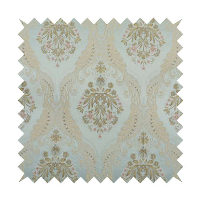 Saliha Traditional Large Damask Pattern Fabric Azure Collection Fabrics CTR-30 - Roman Blinds