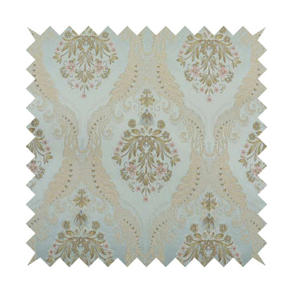 Saliha Traditional Large Damask Pattern Fabric Azure Collection Fabrics CTR-30 - Made To Measure Curtains