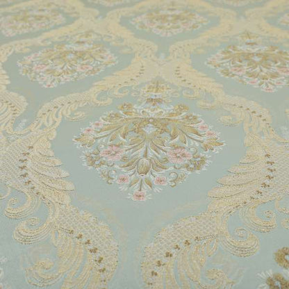 Saliha Traditional Large Damask Pattern Fabric Azure Collection Fabrics CTR-30 - Roman Blinds