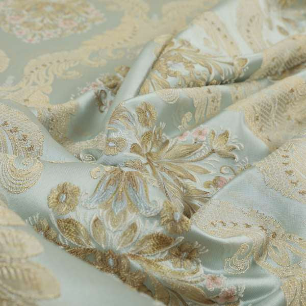 Saliha Traditional Large Damask Pattern Fabric Azure Collection Fabrics CTR-30 - Handmade Cushions