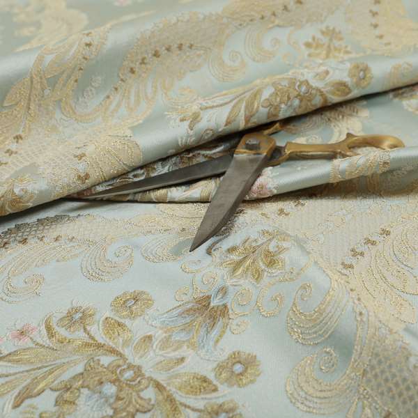 Saliha Traditional Large Damask Pattern Fabric Azure Collection Fabrics CTR-30 - Made To Measure Curtains