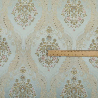 Saliha Traditional Large Damask Pattern Fabric Azure Collection Fabrics CTR-30 - Roman Blinds